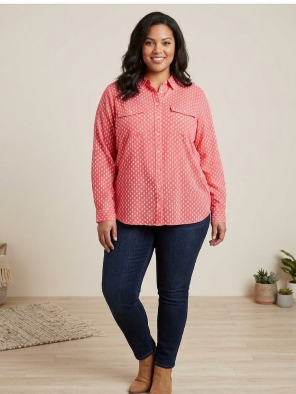 Gap Coupe Boyfriend Fit Button Down All Over Print Shirt XXL New